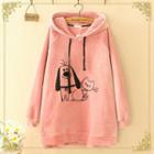 Cat & Dog Embroidered Pleuche Long Hoodie