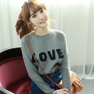 Lettering Appliqu  Knit Top
