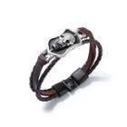Fashion Personality Skull Tag Brown Multilayer Leather Bracelet Black - One Size
