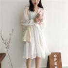 Balloon-sleeve Chiffon Dress