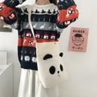 Fleece Panel Panda Crossbody Bag