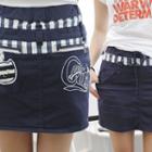 Inset Shorts Drawstring-waist Applique Miniskirt