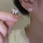 Bow Rhinestone Alloy Dangle Earring D1504-1 - 1 Pair - Gold - One Size