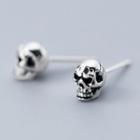 925 Sterling Silver Skull Stud Earring 1 Pair - S925 Silver Stud - Silver - One Size