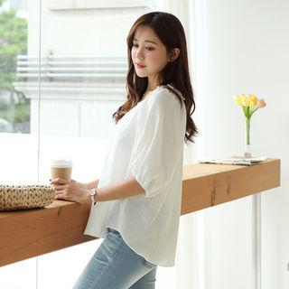 Frilled-detail Puff-sleeve Top