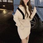 Off-shoulder Mini Sheath Sweater Dress White - One Size