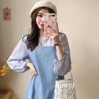 Set: Chiffon Blouse + Spaghetti Strap Mini Dress