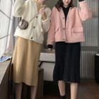 Button Jacket / Midi Knit Hoodie Dress