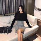 Set: Cutout Cropped T-shirt + Drawstring Mini Bodycon Tank Dress