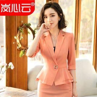 Elbow-sleeve Blazer / Mini Pencil Skirt / Camisole / Set