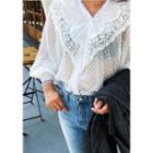 Lace-collar Sheer Blouse
