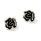 Flower Rhinestone Glaze Alloy Earring 1 Pair - Black - One Size