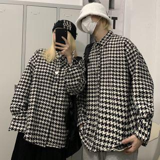 Couple Matching Long Sleeve Houndstooth Shirt