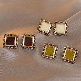Square Rhinestone Ear Stud
