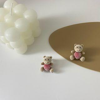 Bear Ear Stud 01 - Earrings - Gray - One Size