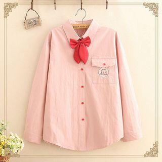 Pocket-front Dog Embroidered Shirt