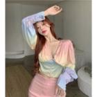 Gradient Shirt / Pencil Skirt