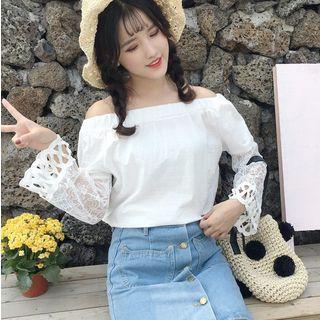 Off Shoulder Lace Panel Blouse