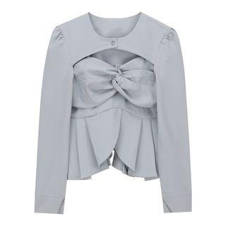 Set: Cropped Jacket + Knotted Camisole Top