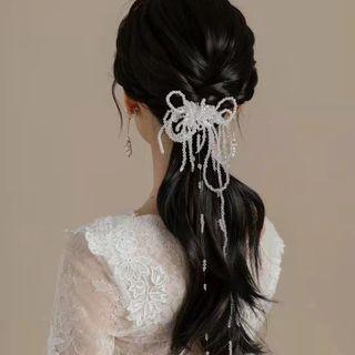 Bow Faux Crystal Hair Clip / Earring / Set