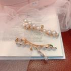 Faux Pearl Hair Clip C0418 - White Faux Pearl - Gold - One Size