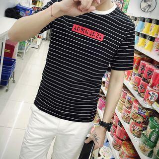 Applique Stripe Short-sleeve T-shirt