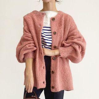 Plain Cardigan Dark Pink - One Size