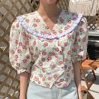 Short-sleeve Floral Shirt Floral - White - One Size