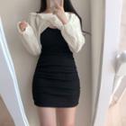 Long-sleeve Crop Top / Mini Bodycon Tank Dress
