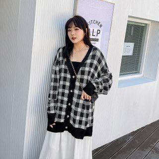 Plaid V-neck Cardigan / Sweater Vest