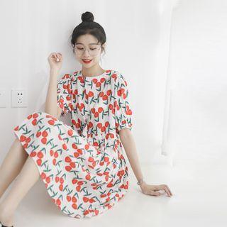Short-sleeve Printed Mini A-line Dress As Shown In Figure - One Size