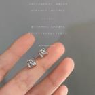 Shirred Square Alloy Earring 1 Pair - C-427 - Silver - One Size