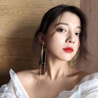 Faux Pearl Chained Fringed Earring