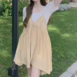 Mini A-line Overall Dress / Short-sleeve T-shirt