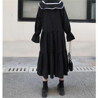 Bell-sleeve Midi A-line Dress As Shown In Figure - One Size