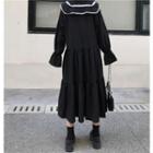 Bell-sleeve Midi A-line Dress As Shown In Figure - One Size
