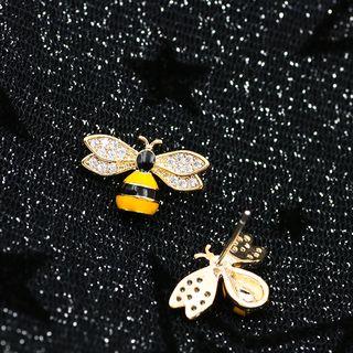 925 Sterling Silver Rhinestone Bee Earring