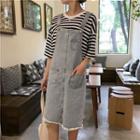 Frayed Hem Denim Jumper Dress