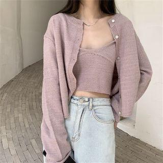Plain Cardigan / Knit Camisole