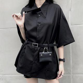 Set: Elbow-sleeve Shirt + Belt