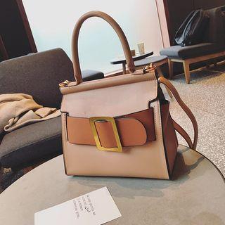 Faux-leather Flap Buckle Handbag