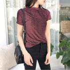 Glittered Round-neck Slim-fit Short-sleeve Top