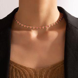 Heart Glaze Alloy Choker 21232 - Gold - One Size