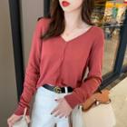 Loose-fit Button-down Light Knit Top In 5 Colors