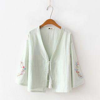 Tassel Embroidered 3/4-sleeve Light Jacket