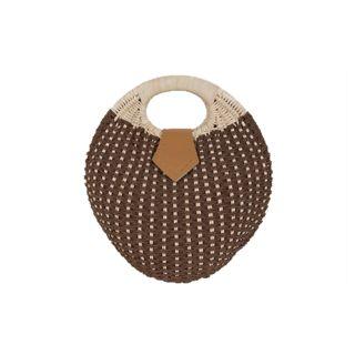 Cutout-handle Round Straw Hand Bag