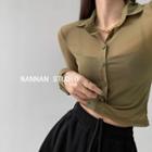 Slim-fit Cropped Sheer Shirt
