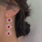 Rhinestone Flower Earring Red - 1445a#