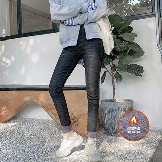 Plain High-waist Denim Pencil Pants