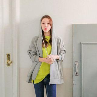 Studded Hooded Zip-up Jacket